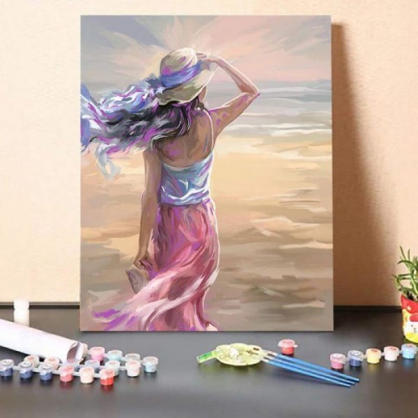 Paint By Numbers Kit-Sea Breeze Blowing Hair