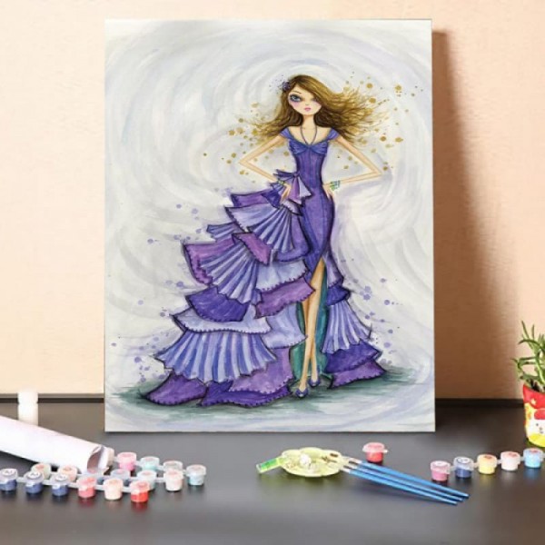 Paint By Numbers Kit-Purple Fashion