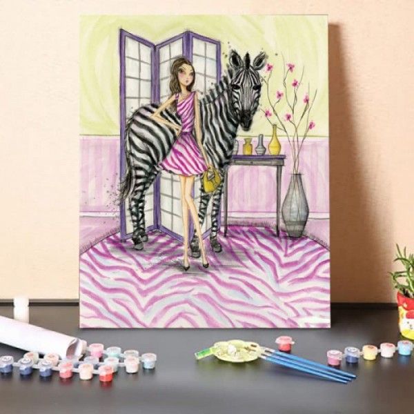 Paint By Numbers Kit-She and Zebra