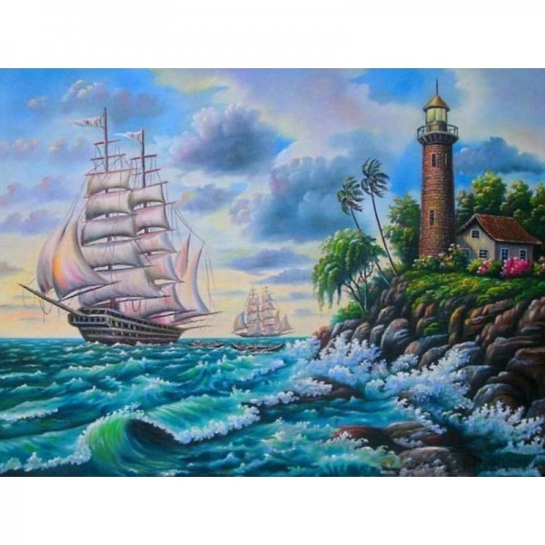 Landscape Lighthouse Boat Diy Paint By Numbers Kits
