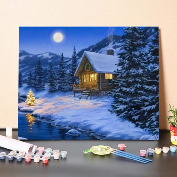 Paint By Numbers Kit – Christmas Cabin