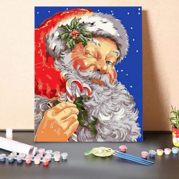 Santa Claus delivering candy-Paint by Numbers Kit