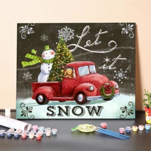Christmas Tree & Snowman & Car-Paint by Numbers Kit
