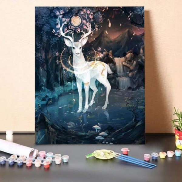 Paint by Numbers Kit-White sacred deer