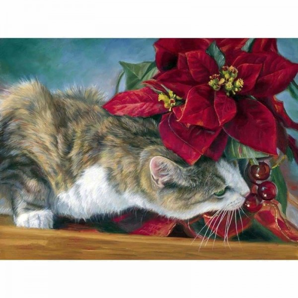 Cat In Flower Diy Paint By Numbers Kits