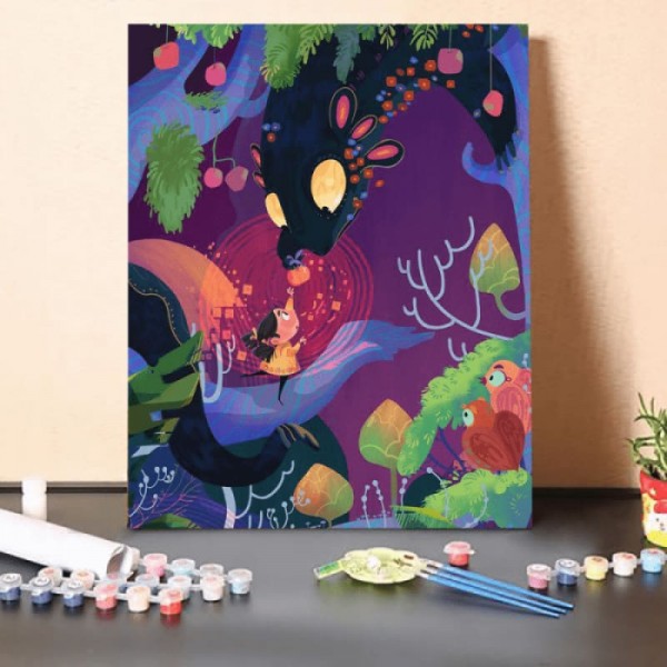 Paint by Numbers Kit-Feed the dragon with apples