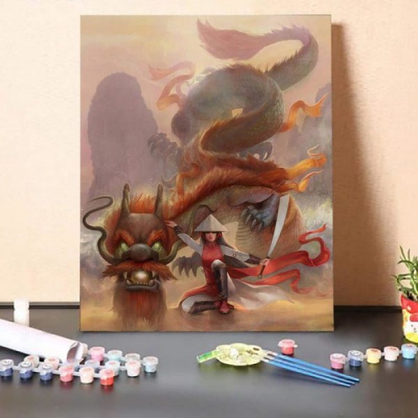 Paint by Numbers Kit-Dragon and Knight