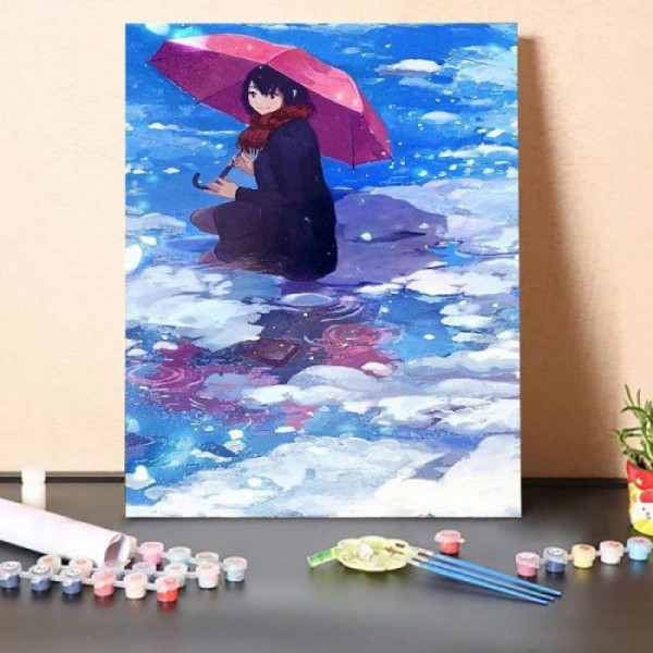 Paint by Numbers Kit-Red Umbrella Girl
