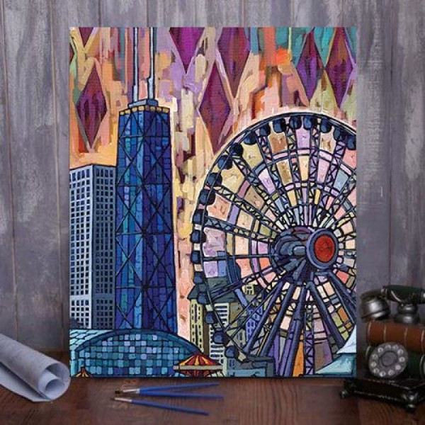 Chicago Navy pier, Ferris Wheel Paint By Numbers Kit