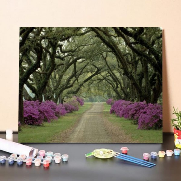 Paint by Numbers Kit Purple flowers on the road