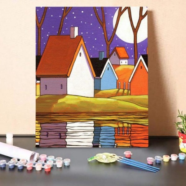 Paint By Numbers Kit-Village At Night