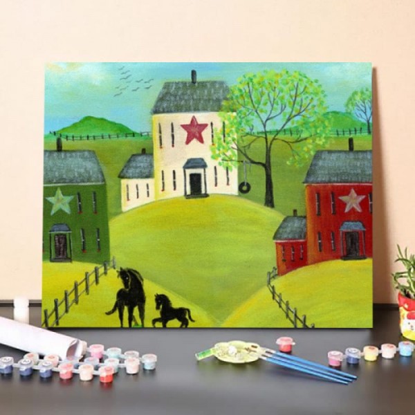 Paint By Numbers Kit-Raising Village