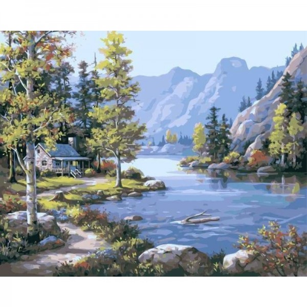 Riverside Cottage Scenery Diy Paint By Numbers Kits