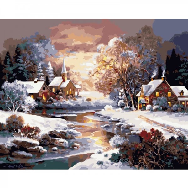 Order Winter Snow Village Paint By Numbers Kits