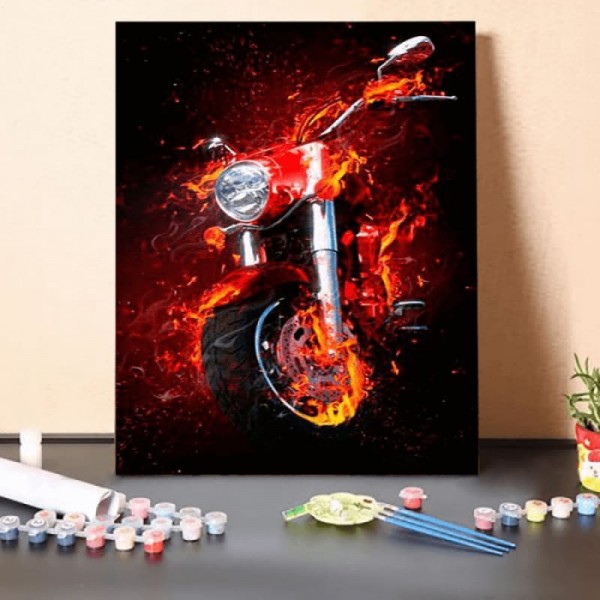 Paint by Numbers Kit-Fire Motorcycle