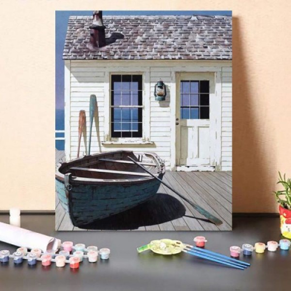 Paint By Numbers Kit Blue Boat On Deck