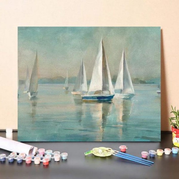 Paint By Numbers Kit Sailboats at Sunrise