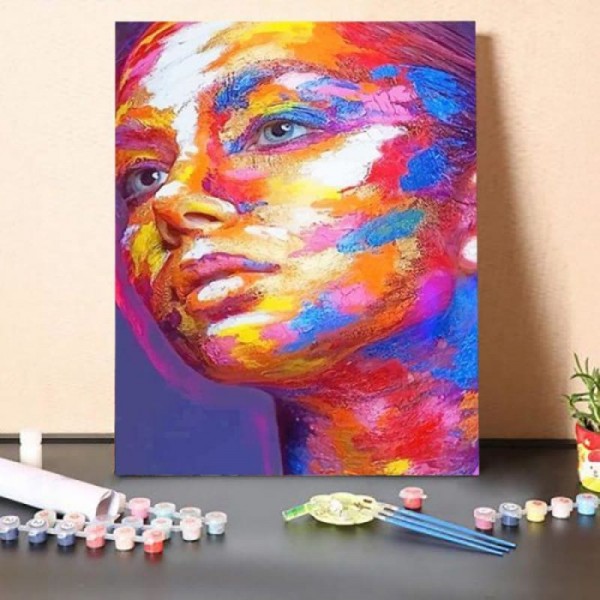 Paint By Numbers Kit-Women With Colorful Face