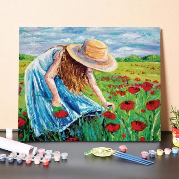 Paint by Numbers Kit-Girl Picking Flowers