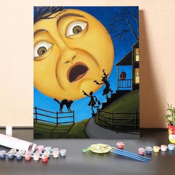 Paint By Numbers Kit Scare The Moon Halloween