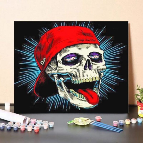 Paint By Numbers Kit Cool Skull With Tongue Out
