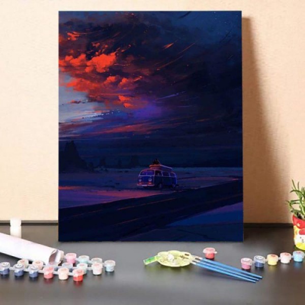 Paint by Numbers Kit-Sunset and Car