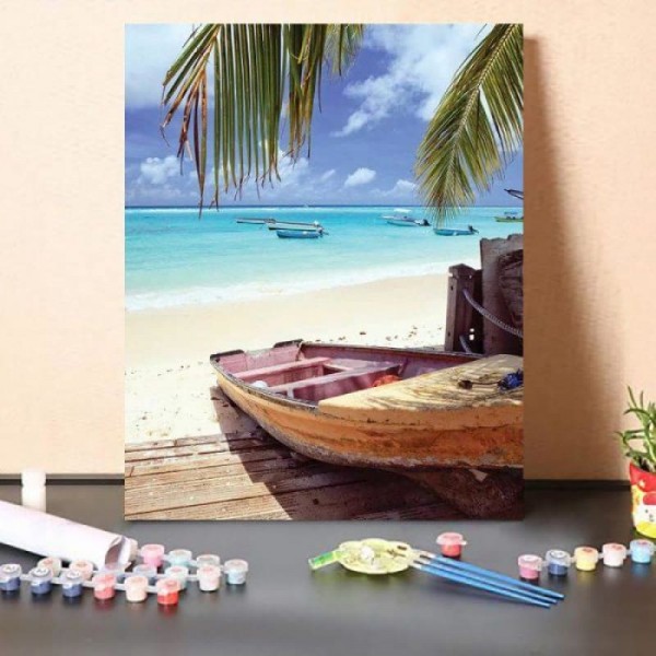 Paint By Numbers Kit Fishing Boat In The Caribbean