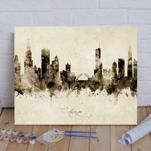 Chicago Illinois Skyline Paint By Numbers Kit