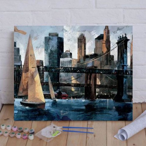 Sailboat In Manhattan II Paint By Numbers Kit