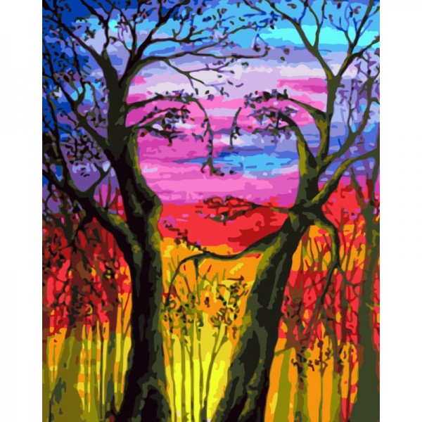 Order Abstract Art Tree＆ Girl Diy Paint By Numbers Kits