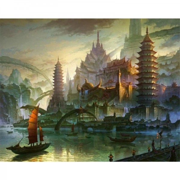 Buy Abstract Pagoda Diy Paint By Numbers Kits