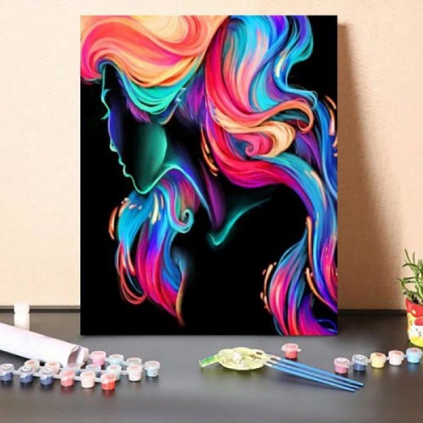 Paint By Numbers Kit Abstract Rainbow Hair