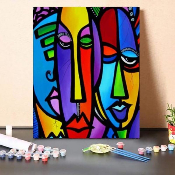 Paint By Numbers Kit Colorful Abstract Faces