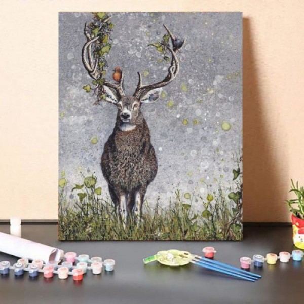 Paint By Numbers Kit – Watercolor Stag Print