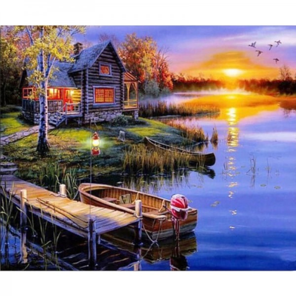 Buy Landscape Lake Village Diy Paint By Numbers Kits