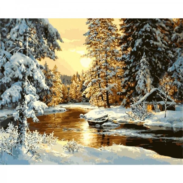 Order Landscape Sunset Snow Forest Diy Paint By Numbers Kits