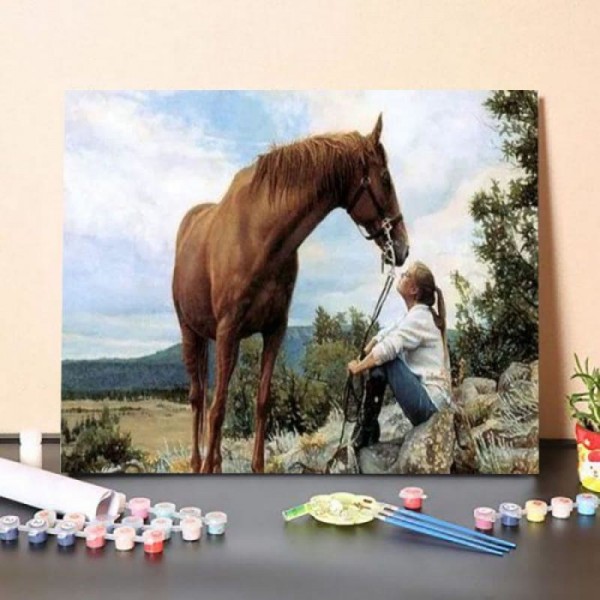Paint By Numbers Kit – Woman With Her Horse