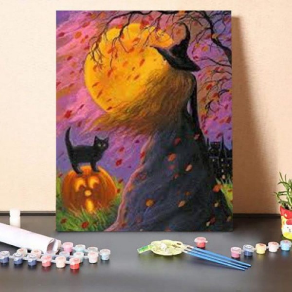 Paint By Numbers Kit – Witch and Cat