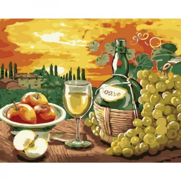 Wine And Fresh Fruit Diy Paint By Numbers Kits