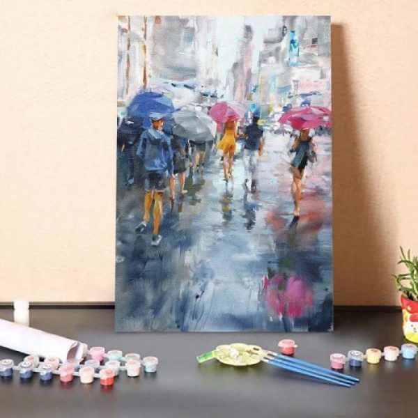 Paint By Numbers Kit-Street In Rainy Season