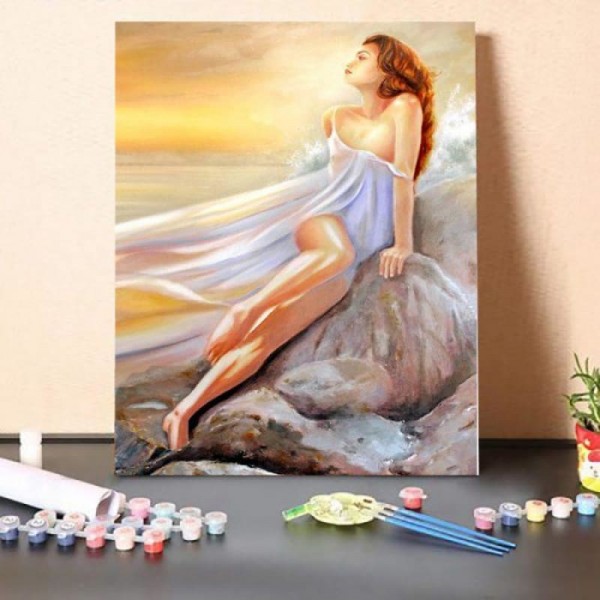 Paint By Numbers Kit-Young Woman By The Sea