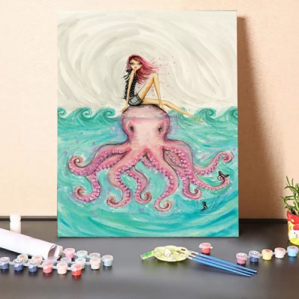 Paint By Numbers Kit-Pink Octopus