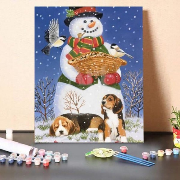 Snowman, Birds and Beagles – Paint By Numbers Kit