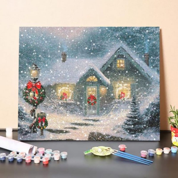 Christmas Winter Cottage Square – Paint By Numbers Kit