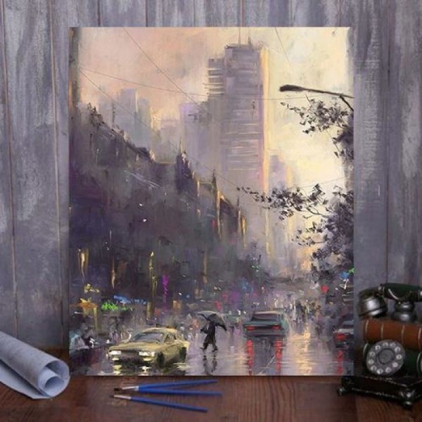 Paint by Numbers Kit The foggy city street