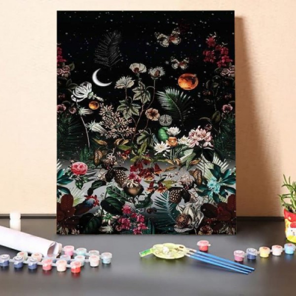 Paint by Numbers Kit-Crescent and Flowers