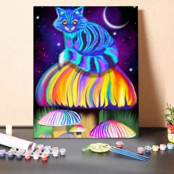 Cat on a Mushroom – Paint By Numbers Kit