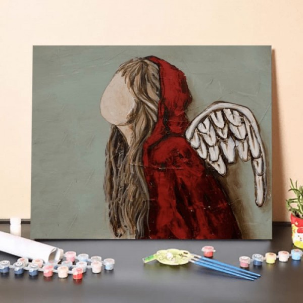 Paint by Numbers Kit-Red hat angel