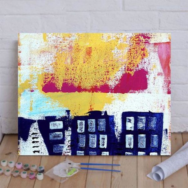 Blue Buildings Paint By Numbers Kit