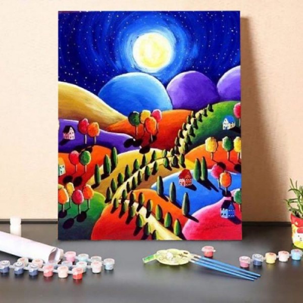 Paint By Numbers Kit-Village Night View